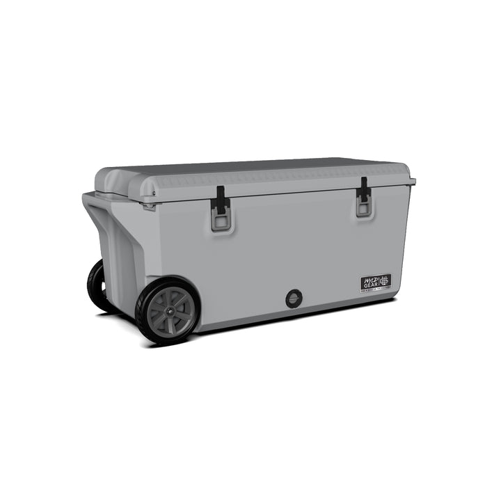 110 Quart Cooler Ice Chest With Wheels Wyld Gear grey side angle