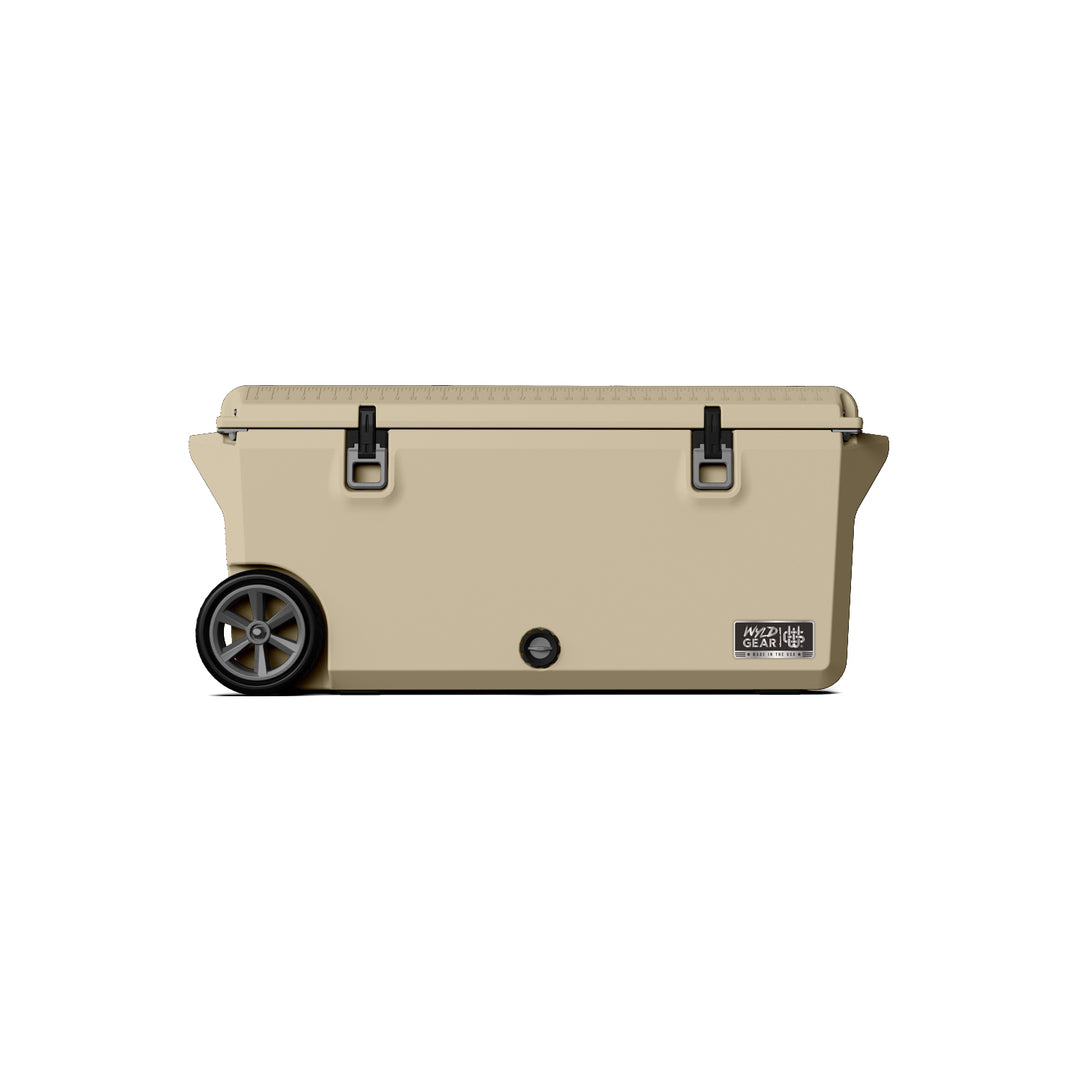 110 Quart Cooler Ice Chest With Wheels Wyld Gear tan