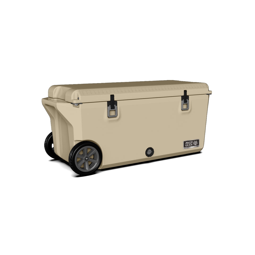 110 Quart Cooler Ice Chest With Wheels Wyld Gear tan angle