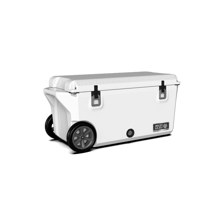 75 Quart Cooler Ice Chest With Wheels Wyld Gear white side angle