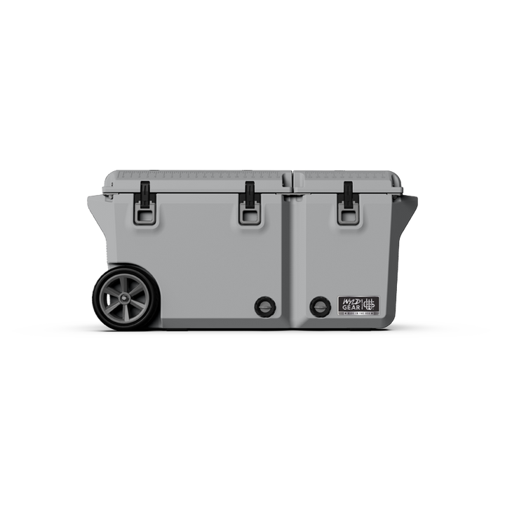 90 Quart Cooler Ice Chest With Wheels Wyld Gear grey open