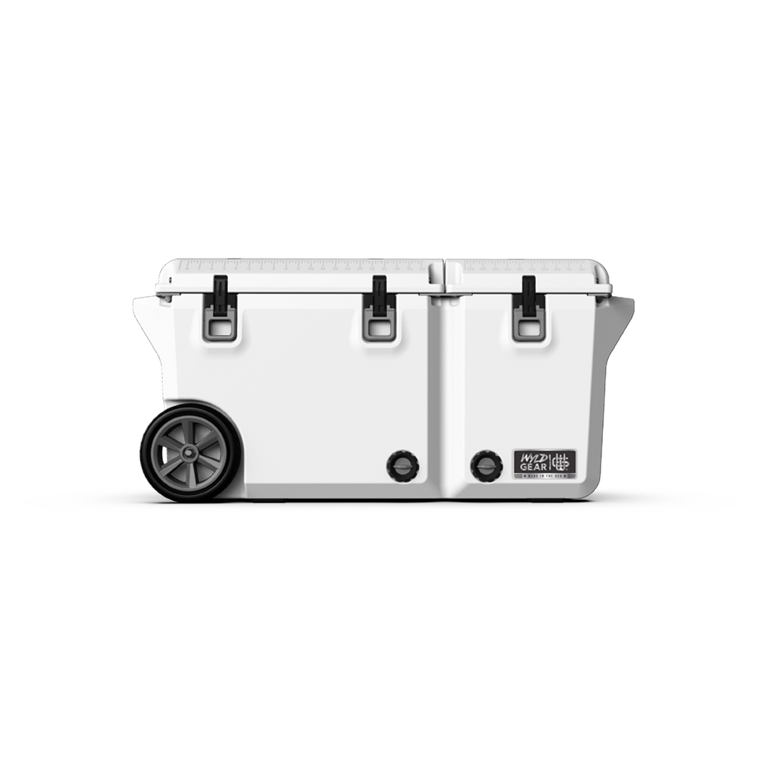 90 Quart Cooler Ice Chest With Wheels Wyld Gear white